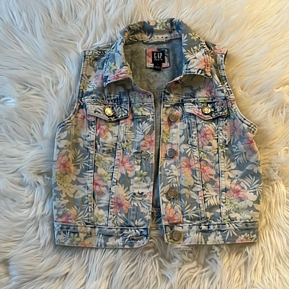 Gaps Kids Floral Denim Vest